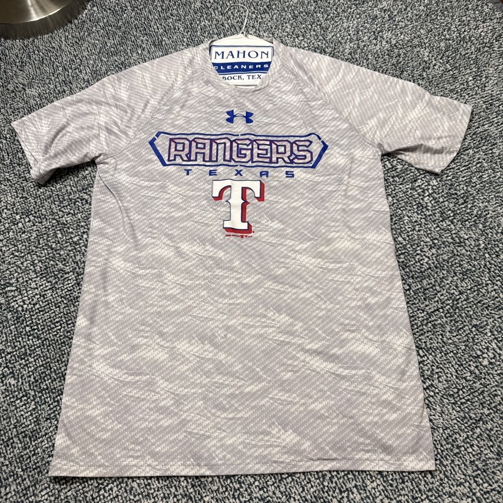 Under Armour MLB Texas Rangers Gray Camo/Textured Athletic T-Shirt Men's Size S